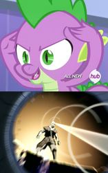 Size: 561x895 | Tagged: safe, edit, screencap, spike, dragon, human, equestria games (episode), g4, avatar the last airbender, combustion man, firebending, male, pstandard psychic pstance, psychic spike, sparky sparky boom man