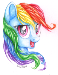 Size: 1897x2439 | Tagged: safe, artist:vird-gi, rainbow dash, g4, female, portrait, solo, traditional art