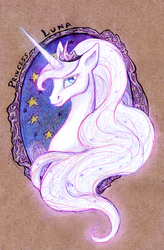 Size: 750x1141 | Tagged: safe, artist:gingerfoxy, princess luna, g4, female, solo, traditional art