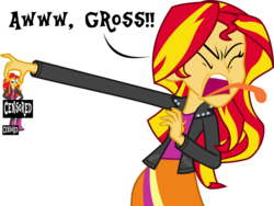 Size: 1355x1019 | Tagged: safe, artist:piddleshy, sunset shimmer, equestria girls, g4, askpiddleshy, female, humanized, long tongue, solo, tongue out