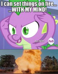 Size: 561x710 | Tagged: safe, spike, equestria games, g4, my little pony: friendship is magic, accepted, hub logo, pstandard psychic pstance, psychic powers, psychic spike, pyrokinesis, pyromancy, with my mind