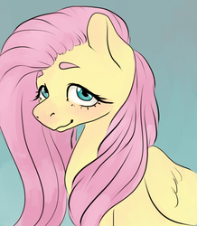 Size: 680x780 | Tagged: dead source, safe, artist:jammie, fluttershy, g4, eyebrows, female, solo