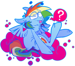 Size: 639x570 | Tagged: safe, artist:dr-idiot, rainbow dash, g4, chest fluff, cotton candy cloud, female, solo