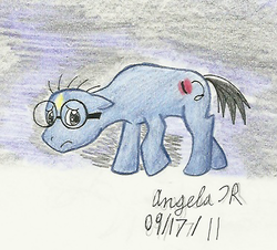 Size: 372x336 | Tagged: safe, artist:cherishedrose, pony, astartes pattern baldness, cartoon, cutie mark, disney, ned needlemeyer, nightmare ned, ponified, solo, yo-yo