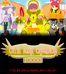 Size: 1600x1800 | Tagged: safe, artist:gatesmccloud, apple bloom, scootaloo, spike, sweetie belle, cmc 10k, g4, comic, cutie mark crusaders, warhammer (game)