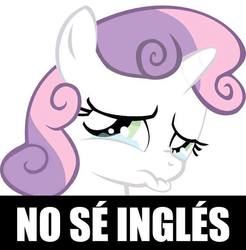 Size: 708x720 | Tagged: safe, sweetie belle, g4, crying, english, female, image macro, meme, solo, spanish, translated in the description