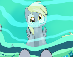 Size: 1024x800 | Tagged: safe, artist:a6p, derpy hooves, pegasus, pony, g4, cave, cave pool, clone, derp, female, mirror pool, pond, pov, reflection, solo
