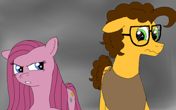 Size: 800x500 | Tagged: safe, artist:crazynutbob, cheese sandwich, pinkie pie, the rock farmer's daughters, g4, alternate universe, female, glasses, male, pinkamena diane pie, ship:cheesepie, shipping, straight, straight hair