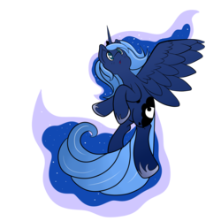 Size: 1656x1656 | Tagged: safe, artist:thepiplup, princess luna, alicorn, pony, g4, female, flying, simple background, solo, transparent background