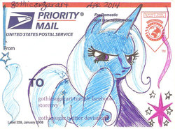 Size: 500x369 | Tagged: safe, artist:gothicsugar, trixie, pony, unicorn, g4, female, mare, solo, traditional art, usps