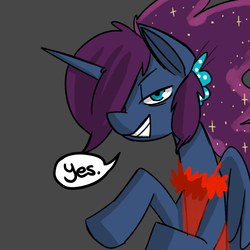 Size: 1280x1280 | Tagged: safe, artist:fauxsquared, princess luna, luna-afterdark, g4, clothes, female, grin, nightgown, reaction image, simple background, smiling, solo