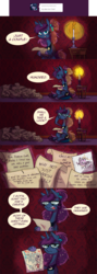 Size: 1000x2818 | Tagged: safe, artist:herny, princess luna, trixie, anthro, luna-afterdark, g4, ask, dear princess luna, drawing, fangirl, female, glasses, kidnapped, lesbian, letter, luxie, mantrix, muscles, shipping, solo, stalker, stalking, transpony, tumblr, yandere