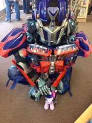 Size: 2448x3264 | Tagged: safe, twilight sparkle, human, g4, 4de, cosplay, free comic book day, high res, irl, irl human, optimus prime, photo, plushie