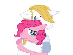 Size: 715x538 | Tagged: safe, artist:pokemonluver1355, pinkie pie, prince blueblood, g4, bluepie, crack shipping, crying, female, hug, male, shipping, straight