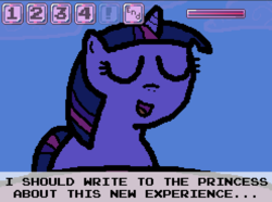 Size: 495x368 | Tagged: safe, artist:pokehidden, twilight sparkle, pony, banned from equestria daily, g4, female, game, happy, out of context, solo, text