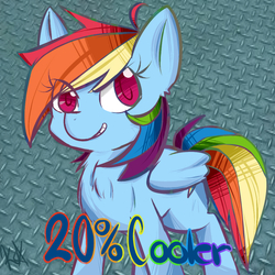 Size: 1000x1000 | Tagged: safe, artist:hoblacko, rainbow dash, g4, 20% cooler, chest fluff, cute, female, grin, looking at you, meme, smiling, solo