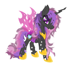 Size: 3500x3000 | Tagged: safe, artist:law44444, princess cadance, alicorn, changeling, pony, g4, changelingified, female, high res, princess cadalis, purple changeling, simple background, solo, transparent background