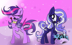 Size: 1600x1000 | Tagged: safe, artist:kaiilu, earth pony, pegasus, pony, littlest pet shop, penny ling, ponified, singing, zoe trent
