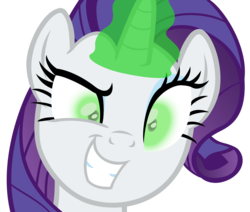 Size: 4505x3815 | Tagged: safe, artist:bamthand, rarity, g4, inspiration manifestation, corrupted, female, fixed, grin, inspirarity, possessed, simple background, solo, transparent background, vector, you know for kids