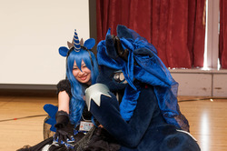 Size: 1280x850 | Tagged: safe, artist:kolshica, princess luna, human, g4, cosplay, fursuit, irl, irl human, photo