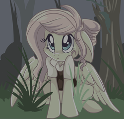 Size: 1280x1225 | Tagged: safe, artist:indiefoxtail, fluttershy, g4, alternate hairstyle, askbattyshy, clothes, female, solo