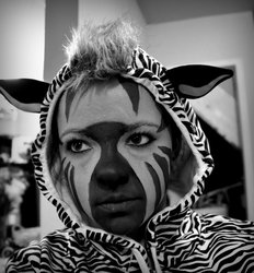 Size: 861x929 | Tagged: safe, artist:scarlett-quinn, zecora, human, zebra, g4, black and white, cosplay, grayscale, irl, irl human, photo, solo