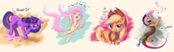 Size: 2200x673 | Tagged: safe, artist:karidyas, applejack, discord, fluttershy, twilight sparkle, g4