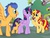 Size: 1024x768 | Tagged: safe, artist:biosonic100, flash sentry, sunset shimmer, twilight sparkle, oc, oc:event horizon, alicorn, pegasus, pony, unicorn, g4, female, male, mama twilight, offspring, open mouth, papa flash, parent:flash sentry, parent:twilight sparkle, parents:flashlight, raised hoof, ship:flashlight, shipping, smiling, spread wings, straight, twilight sparkle (alicorn), waving