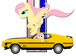 Size: 1024x753 | Tagged: safe, artist:gonein10seconds, fluttershy, g4, car, eleanor, female, ford, ford mustang, ford mustang mach 1, gone in 60 seconds, itasha, mach 1, mustang, solo