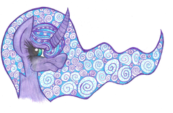 Size: 2600x1700 | Tagged: safe, artist:heedheed, princess luna, g4, curved horn, female, horn, simple background, solo