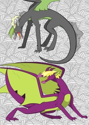 Size: 1240x1754 | Tagged: safe, artist:cerberus253, baff, spear (g4), dragon, g4, teenaged dragon