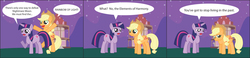Size: 2649x617 | Tagged: safe, artist:t-3000, applejack, derpy hooves, twilight sparkle, pegasus, pony, g1, g4, comic, female, hilarious in hindsight, mare, rainbow of light