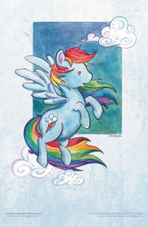 Size: 675x1036 | Tagged: safe, artist:daydreamsandgiggles, rainbow dash, g4, cloud, cloudy, female, solo, traditional art