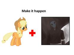 Size: 960x720 | Tagged: safe, applejack, g4, crossover, exploitable meme, eyeless jack, make it happen, meme