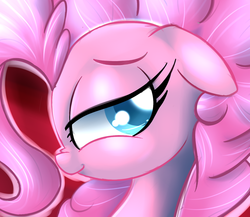 Size: 1024x887 | Tagged: safe, artist:madacon, pinkie pie, earth pony, pony, g4, beautiful, bedroom eyes, bust, female, floppy ears, looking at you, mare, portrait, profile, shiny, smiling, solo