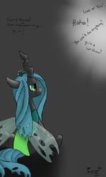 Size: 1500x2500 | Tagged: safe, artist:mrs-ponylicious, queen chrysalis, changeling, changeling queen, nymph, g4, bullying, crying, cute, cutealis, dialogue, female, filly, filly queen chrysalis, foal, gradient background, sad, sadorable, signature, solo, younger