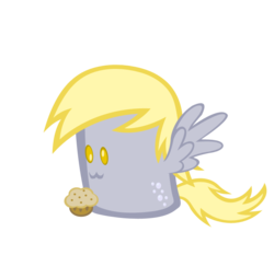 Size: 692x644 | Tagged: safe, artist:durpy, derpy hooves, pegasus, pony, g4, :3, cute, derpabetes, female, mare, marshmallow, marshmallow pony, muffin, simple background, solo, transparent background