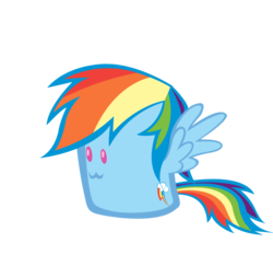 Size: 692x644 | Tagged: safe, artist:durpy, rainbow dash, g4, :3, cute, female, marshmallow, marshmallow pony, simple background, smiling, solo, spread wings, transparent background, wat