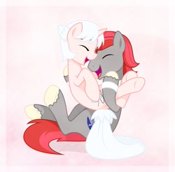 Size: 899x888 | Tagged: safe, artist:kumkrum, oc, oc only, pony, unicorn, cuddling, cute, eyes closed, female, holding, hug, male, open mouth, shipping, smiling, snuggling, straight, underhoof, unshorn fetlocks