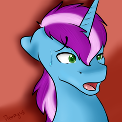 Size: 500x500 | Tagged: safe, artist:dreambaker, oc, oc only, oc:gyro tech, pony, unicorn, male, portrait, solo, stallion