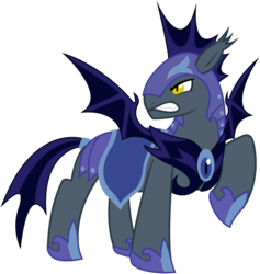 Size: 766x809 | Tagged: safe, artist:totallynotabronyfim, bat pony, pony, g4, angry, armor, fangs, night guard, solo