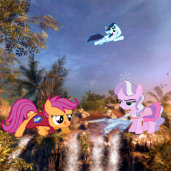 Size: 1780x1780 | Tagged: safe, diamond tiara, scootaloo, soarin', g4, call of duty, call of duty: black ops, irl, photo, ponies in real life
