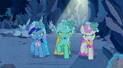Size: 960x540 | Tagged: safe, edit, edited screencap, screencap, lyra heartstrings, minuette, that friggen eagle, twinkleshine, a canterlot wedding, g4, animated, bouquet, female, male