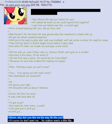 Size: 601x667 | Tagged: safe, apple bloom, g4, /mlp/, 4chan, 4chan screencap, anon in equestria, greentext, rejection, rejection is magic, sad, text