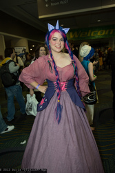 Size: 1365x2048 | Tagged: safe, artist:necochan1, twilight sparkle, human, g4, 2013, clothes, convention, corset, cosplay, dress, irl, irl human, megacon, photo, pigtails