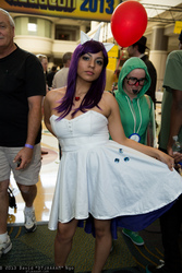 Size: 1365x2048 | Tagged: artist needed, safe, rarity, human, g4, 2013, convention, cosplay, irl, irl human, megacon, photo, short dress, shoulderless, solo