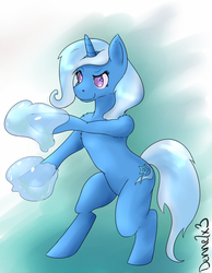 Size: 700x900 | Tagged: safe, artist:dennelx3, trixie, pony, g4, bipedal, female, magic, my little art challenge, solo, water