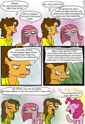 Size: 550x799 | Tagged: safe, artist:foudubulbe, cheese sandwich, pinkie pie, g4, cheesamena, comic, floppy ears, frown, glare, gritted teeth, grumpy, happy, laughing, mood whiplash, open mouth, pinkamena diane pie, sad, smiling