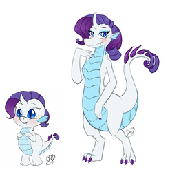 Size: 1054x1068 | Tagged: safe, artist:pia-sama, rarity, dragon, g4, age difference, baby, baby dragon, dragoness, dragonified, female, raridragon, solo, species swap
