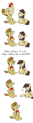 Size: 438x1642 | Tagged: safe, artist:sibsy, mandopony, wild fire, g4, comic, eating, female, male, ship:mandofire, shipping, skittles, straight, tumblr, worried